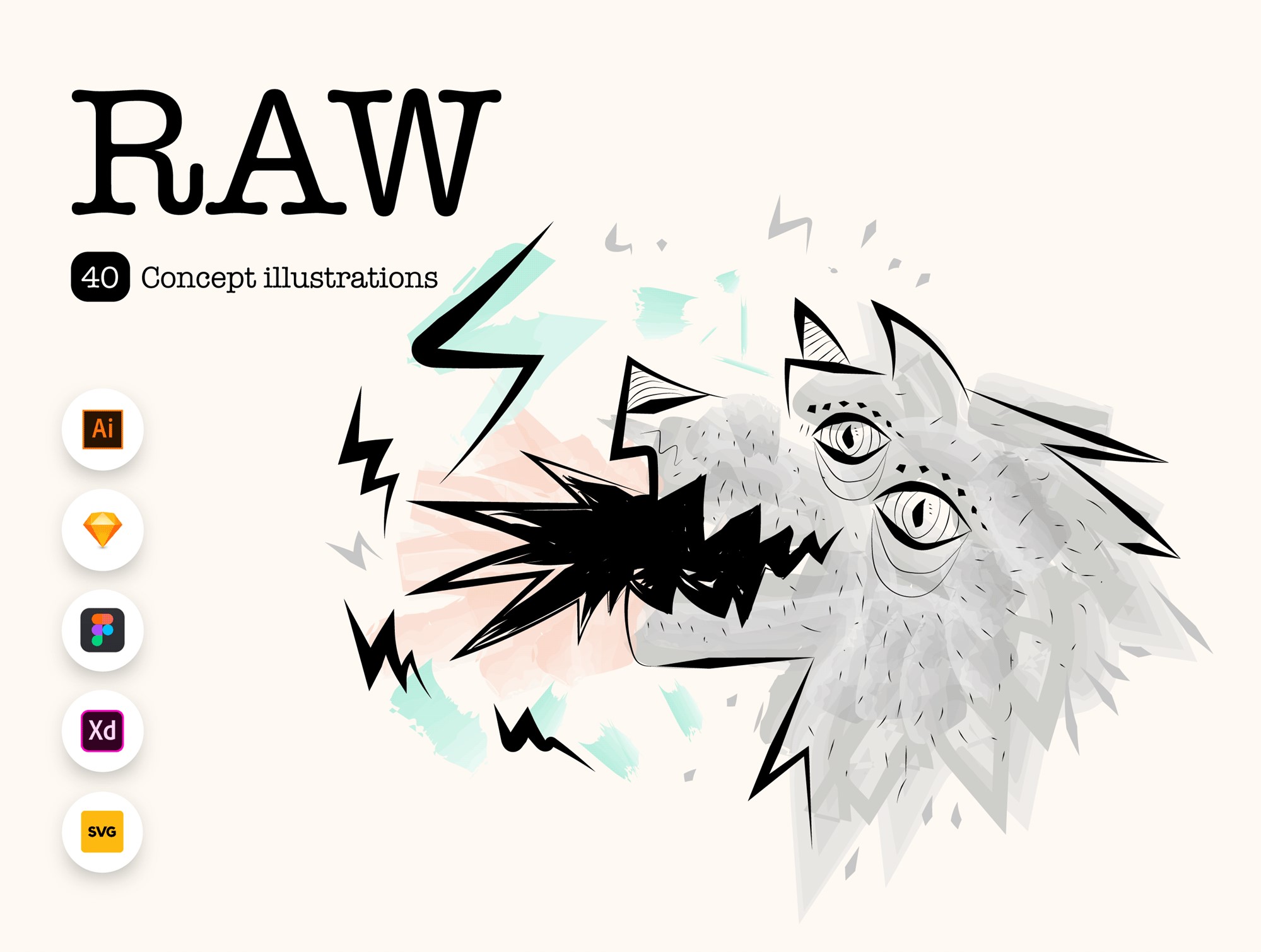 Raw Hand Drawn Brush Illustration Scenes